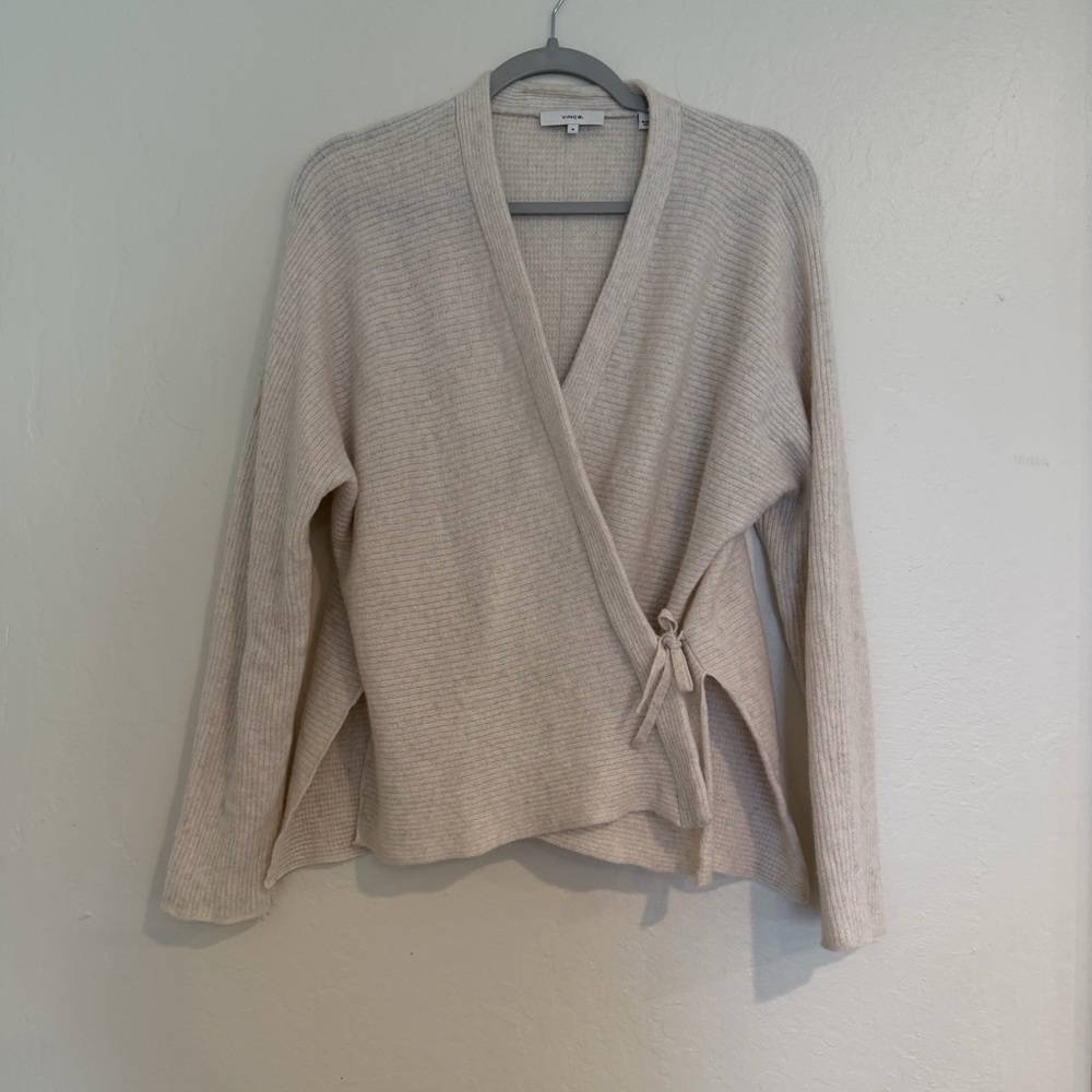 Vince Waffle Knit Wool Cashmere Wrap Sweater